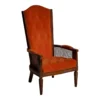 Clement Chair in burnt orange velvet with dark wood frame and cane sides, front view