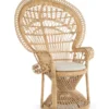 Two natural rattan peacock chairs with wide fan-shaped backs placed side by side