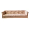 Natalia Sofa - blush pink tufted velvet sofa with gold legs for rent in Indianapolis