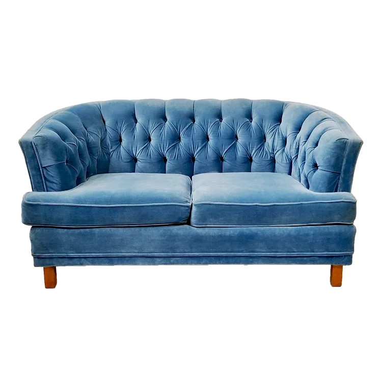 Orbi-Settee-1.png WEBP Orbi Settee — round barrel-back vintage settee with tufted upholstery and ornate wooden legs