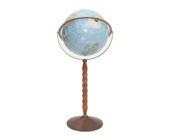Gertrude Globe vintage floor-standing globe on wood and metal stand, 34 inches tall, full view