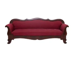 Baroness Sofa — elegant vintage sofa with carved wooden frame and neutral upholstered cushions