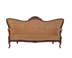 Tarot Sofa — vintage tufted sofa with ornate carved wooden frame and cabriole legs
