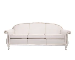 Majorelle Sofa — cobalt blue velvet Moroccan-inspired sofa with carved wooden frame