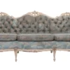 Versailles Sofa — blue French Provincial sofa with ornate carved gold frame and tufted velvet upholstery