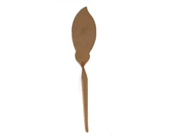 Whitney Cake Server — gold-toned metal cake server with leaf-shaped blade, full length view