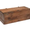 Branson Trunk rustic weathered wood chest with metal hardware, front three-quarter view