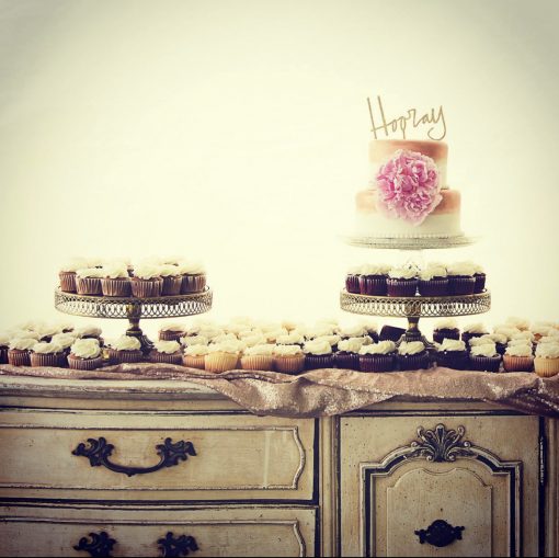 Our vintage dresser as a dessert display with cupcakes