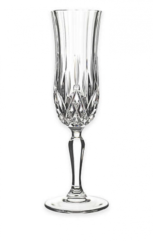 Single crystal cut glass champagne flute