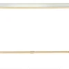 Front view Rectangular console table with gold metal edging and tempered glass top