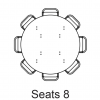 diagram of 60 inch round table seating 8 people