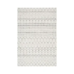 Bodrum Rug laid flat showing cream and gray geometric diamond and zigzag pattern