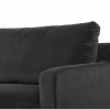 Close up of a solid dark gray sofa - showing half of the sofa - one solid cushion and a thin curved arm