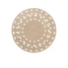 Circular Jute Rug in tan with a boarder of smaller circles.