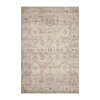 Area rug with soft pink dues in the small repeating medallion deisgn.