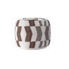 Brown and ivory herringbone round pouf