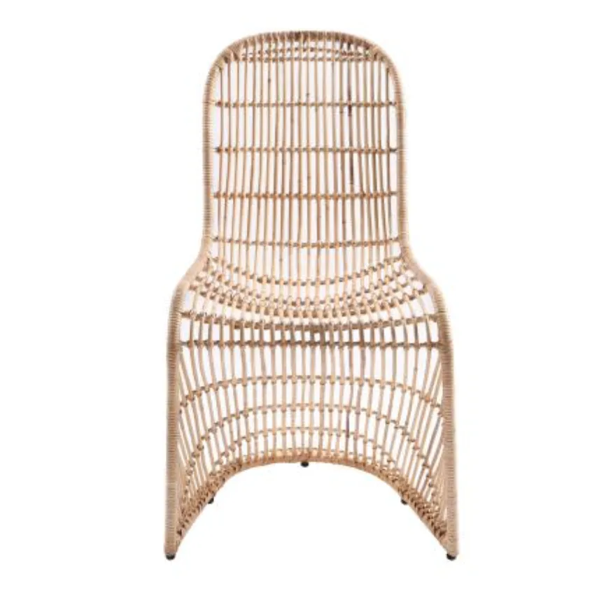 Roxton front view WEBP Front view of rattan chair - neutral color, curved top