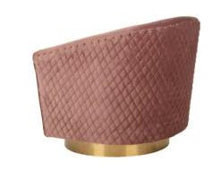 Back view of chair showcasing the diamond quilted design in the fabric and nailhead trim