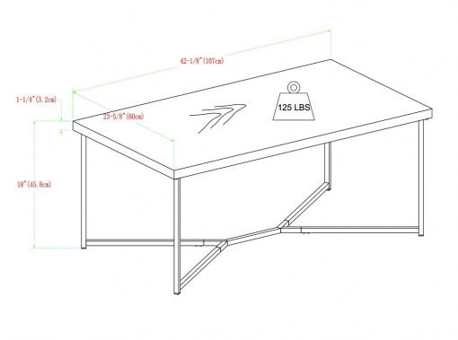 Dimensions of coffee table - 42x22x18