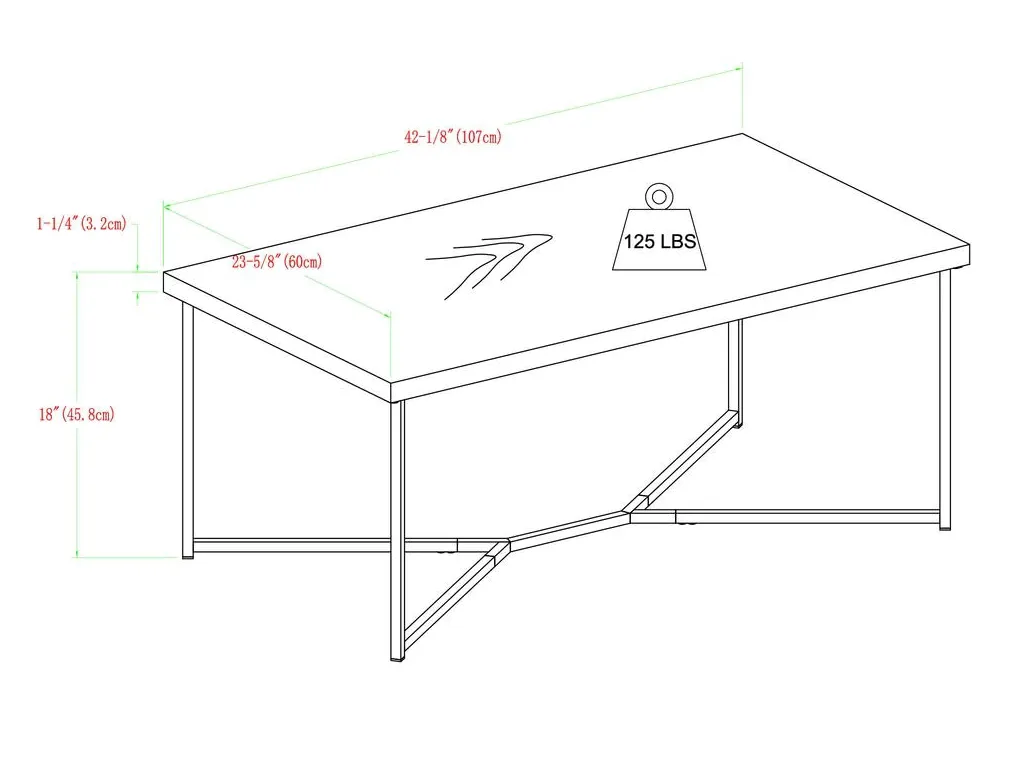 Dimensions of Walker Coffee Table WEBP Dimensions of coffee table - 42x22x18