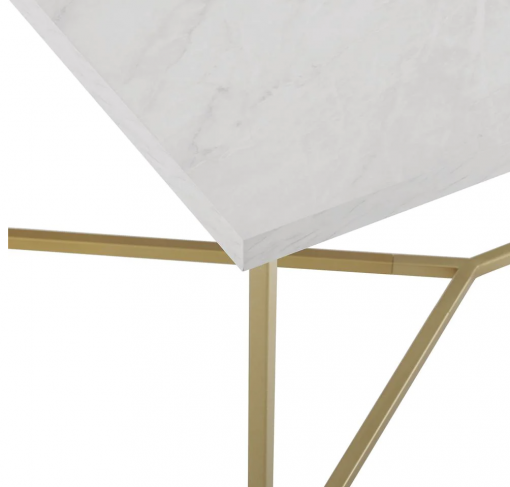 Close up of Walker coffee table with marble corder and gold leg