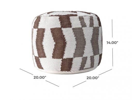 Dimensions of pouf - 20 inches diameter and 14 inches tall