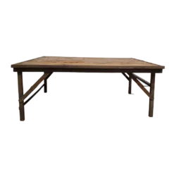 Side view of the low boho table. Can see the low legs with metal bracings