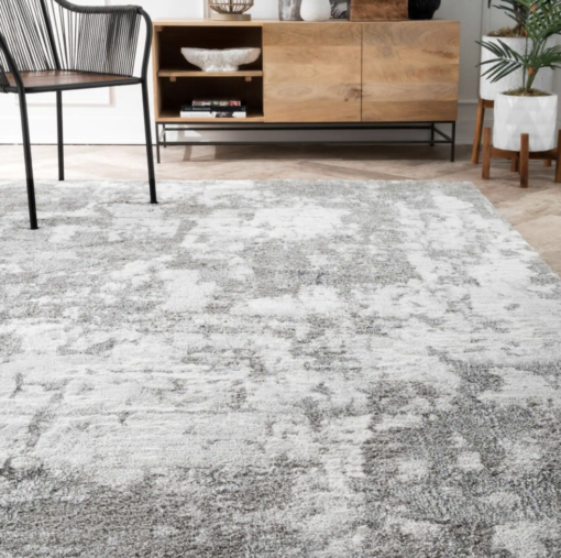 gray and white area rug