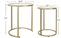 Aston side table dimension diagram showing 19.5