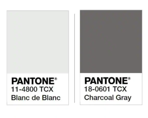 Pantone colors for this rug - blanc de blanc and charcoal gray