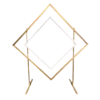 Two diamond shaes on a two stands. One extra large diamond stands 8 feet tall and is painted gold. The smaller diamond sits inside the large one and is painted white. Perfect for a wedding ceremony backdrop!