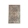 Traditional area rug with medallion. Multicolored with amber/green/teal/turq/pink/brown/ivory/red/yellow