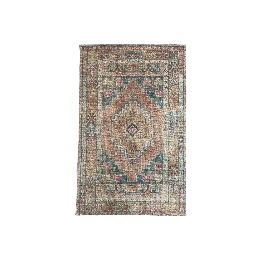 Elios Rug WEBP Traditional area rug with medallion. Multicolored with amber/green/teal/turq/pink/brown/ivory/red/yellow