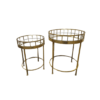 Round side table set - gold with mirror top. One 25 inches tall and one 21 inches.