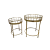 Round side table set - gold with mirror top. One 25 inches tall and one 21 inches.