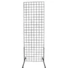 Black wire metal grid panel - two feet wide and 6 feet tall with legs. Freestanding.