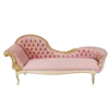 Pink Victorian fainting couch rental - Juliette Fainting Sofa with tufted damask upholstery and carved gold frame by Violet Vintage Rentals Indianapolis