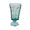 Glass minty green goblet with hexagon base