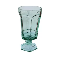Glass minty green goblet with hexagon base