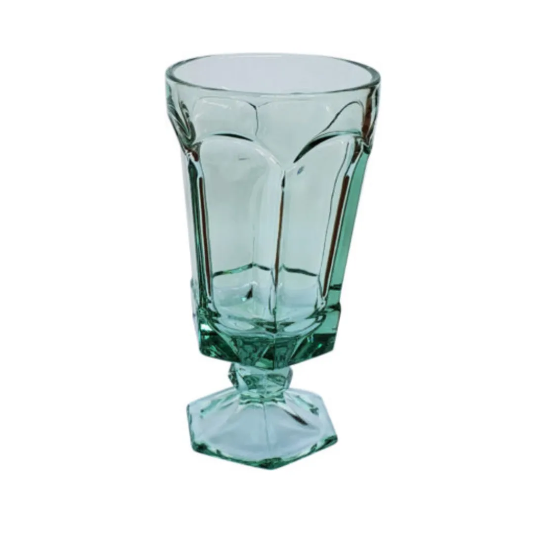 Mint Goblet WEBP Glass minty green goblet with hexagon base