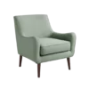 Sea-foam green mid-century modern arm chair. Flat top with curved arms towards the front