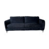 Black velvet modern sofa with two cushions and black legs