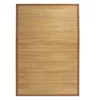 Bamboo rectangular area rug with rust edging.