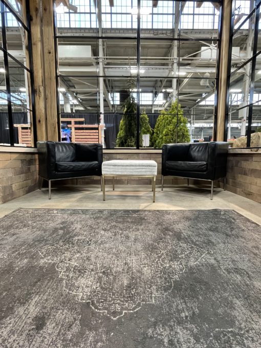 Two Black armchairs at the Indiana state fairgrounds for the patio and garden expo