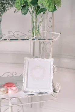 Close up of white cart detail