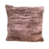 Pink square pillow with brown and gold flecks in faint stripes