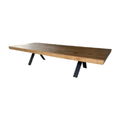 Angle view showing the upside down V metal legs