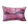 Shades of pink in whimsical curvy designs in a rectangular pillow