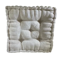 Cream square pillow cushion with 5 button accents