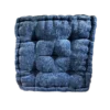 Navy blue square cushion with sewed edging an 5 buttons